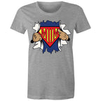 Super Mum - Womens T-shirt Grey Marle Womens T-shirt comic Mum Printed In Australia