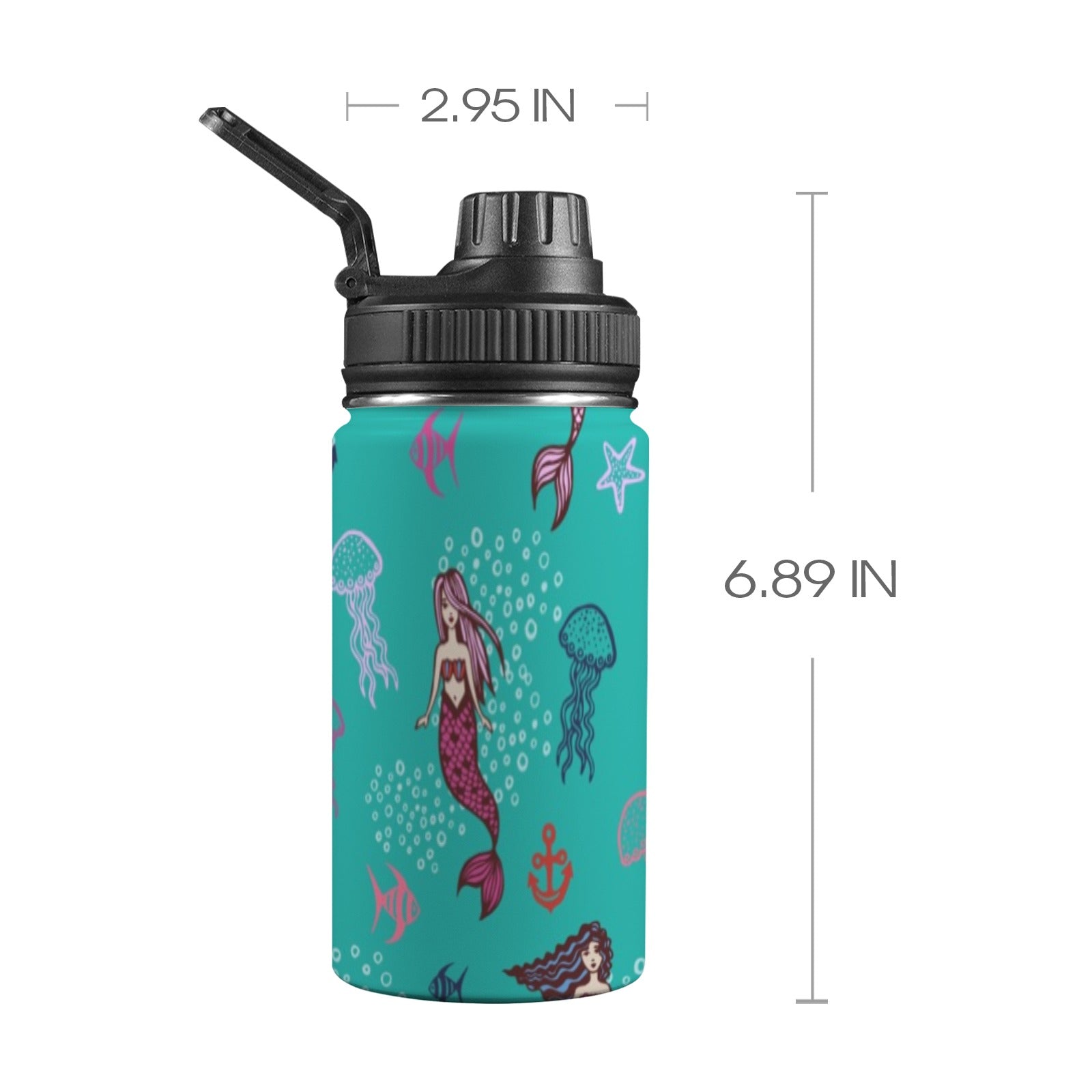 Mermaids Kids Water Bottle with Chug Lid (12 oz) One Size Kids Water Bottle with Chug Lid animal Ocean Printed Offshore