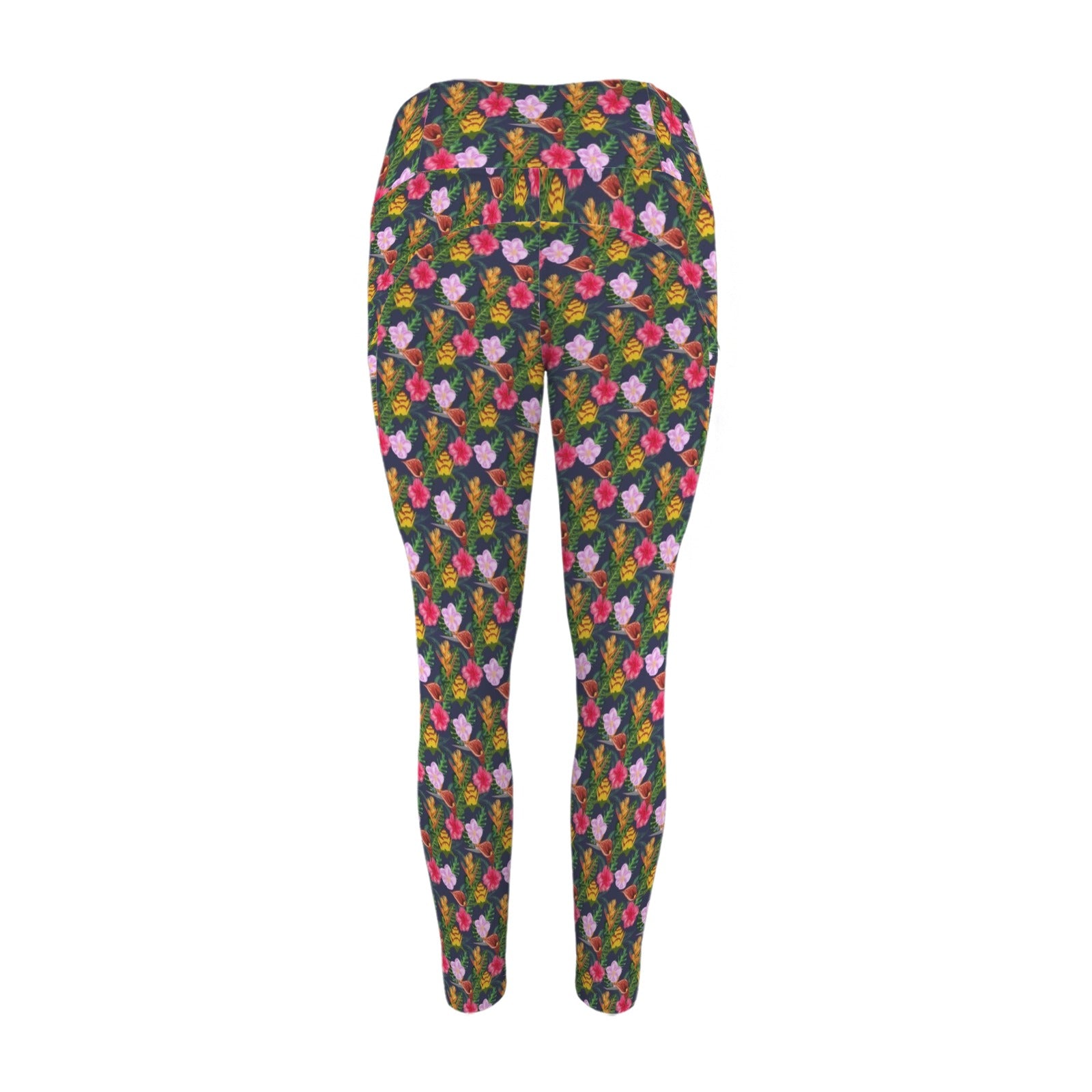 Tropical Floral Women's High Waist Pockets Yoga Leggings Women's High Waist Pockets Yoga Leggings Plants Printed Offshore