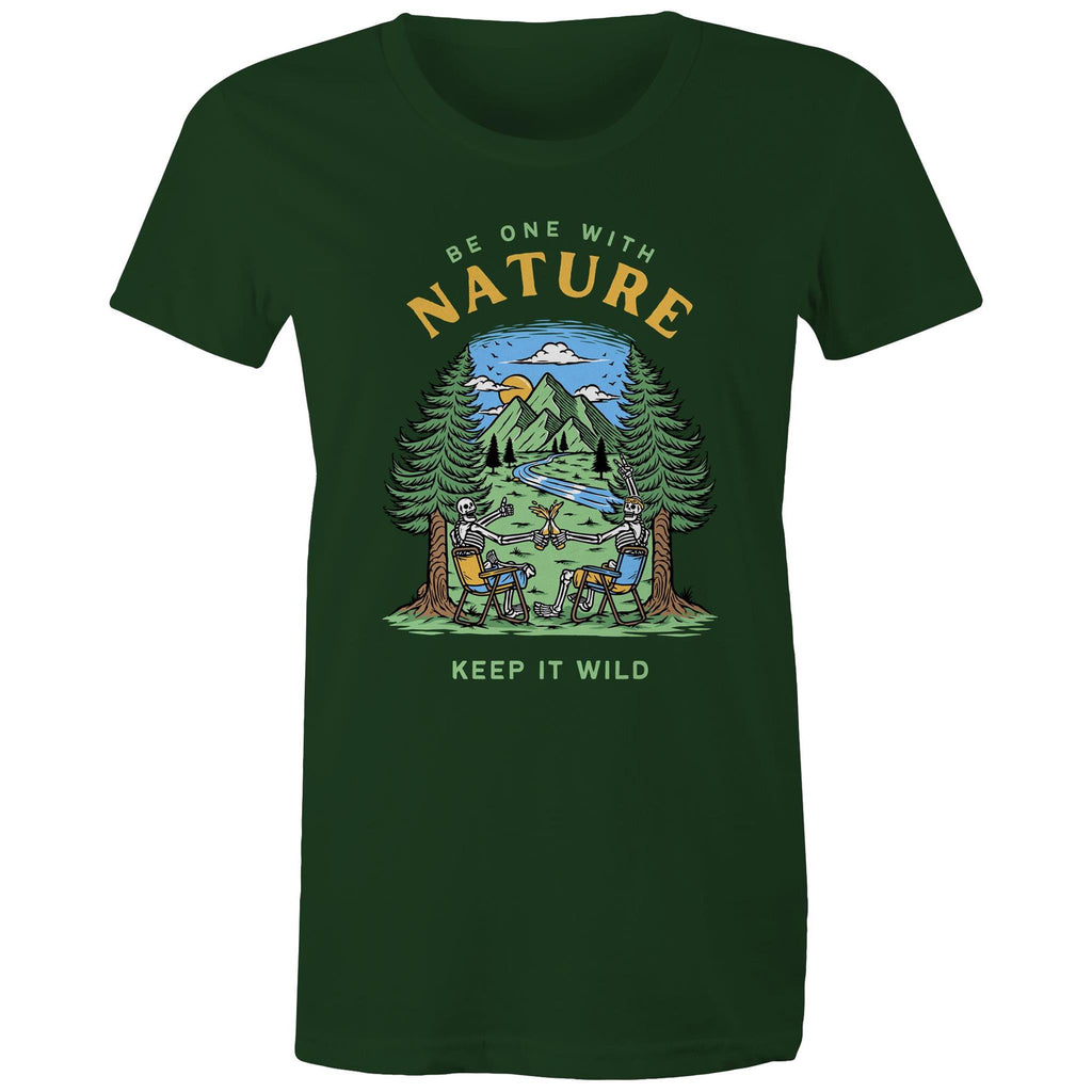 Be One With Nature, Skeletons - Womens T-shirt Forest Green Womens T-shirt Environment Printed In Australia