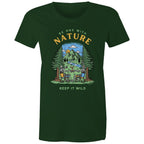 Be One With Nature, Skeletons - Womens T-shirt Forest Green Womens T-shirt Environment Printed In Australia
