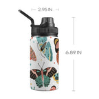 Pretty Moths And Butterflies Kids Water Bottle with Chug Lid (12 oz) One Size Kids Water Bottle with Chug Lid animal Printed Offshore