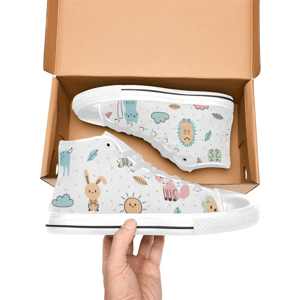 Cute Autumn Creatures - Kids' High Top Canvas Shoes Kids High Top Canvas Shoes animal Printed Offshore