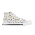 Dinosaur Garden - Kids High Top Canvas Shoes