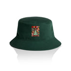 Boho Merry Christmas - Christmas AS Colour Bucket Hat Forest Green One Size Christmas Bucket Hat Christmas Printed In Australia