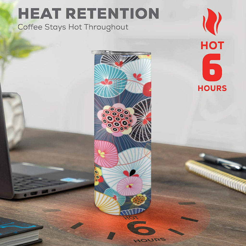 Abstract Floral 20oz Tall Skinny Tumbler with Lid and Straw