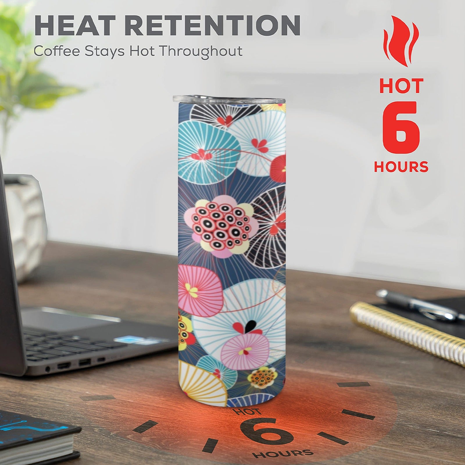 Abstract Floral 20oz Tall Skinny Tumbler with Lid and Straw