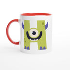 Personalised - Monster Initial - White 11oz Ceramic Mug with Color Inside Ceramic Red Personalised 11oz Mug Customise Globally Fulfilled Name Personalise