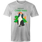 Meowy Christmas - Mens T-Shirt Grey Marle Mens Christmas T-shirt Christmas Printed In Australia