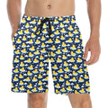 Rubber Ducks On Dark Men's Mid-Length Beach Shorts