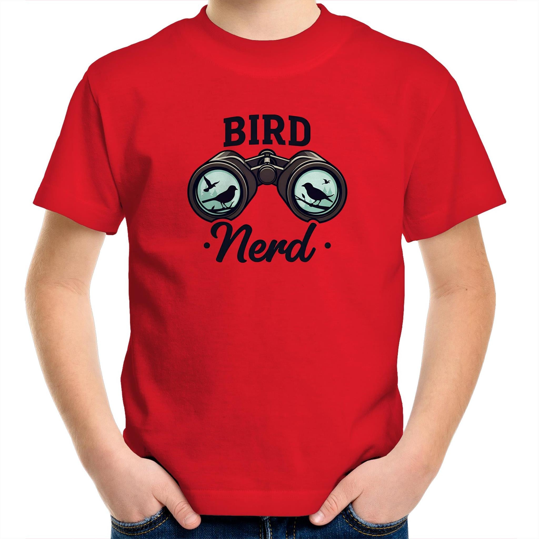 Bird Nerd - Kids Youth T-Shirt Red Kids Youth T-shirt animal Printed In Australia