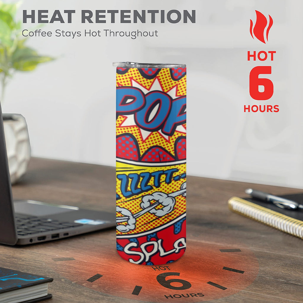 Comic Book 20oz Tall Skinny Tumbler with Lid and Straw