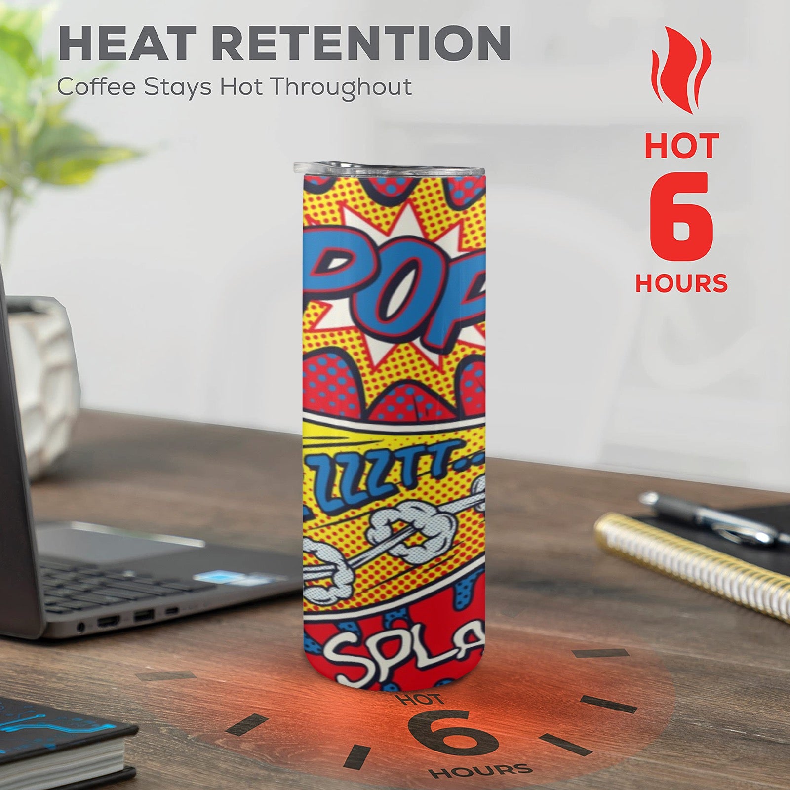 Comic Book 20oz Tall Skinny Tumbler with Lid and Straw