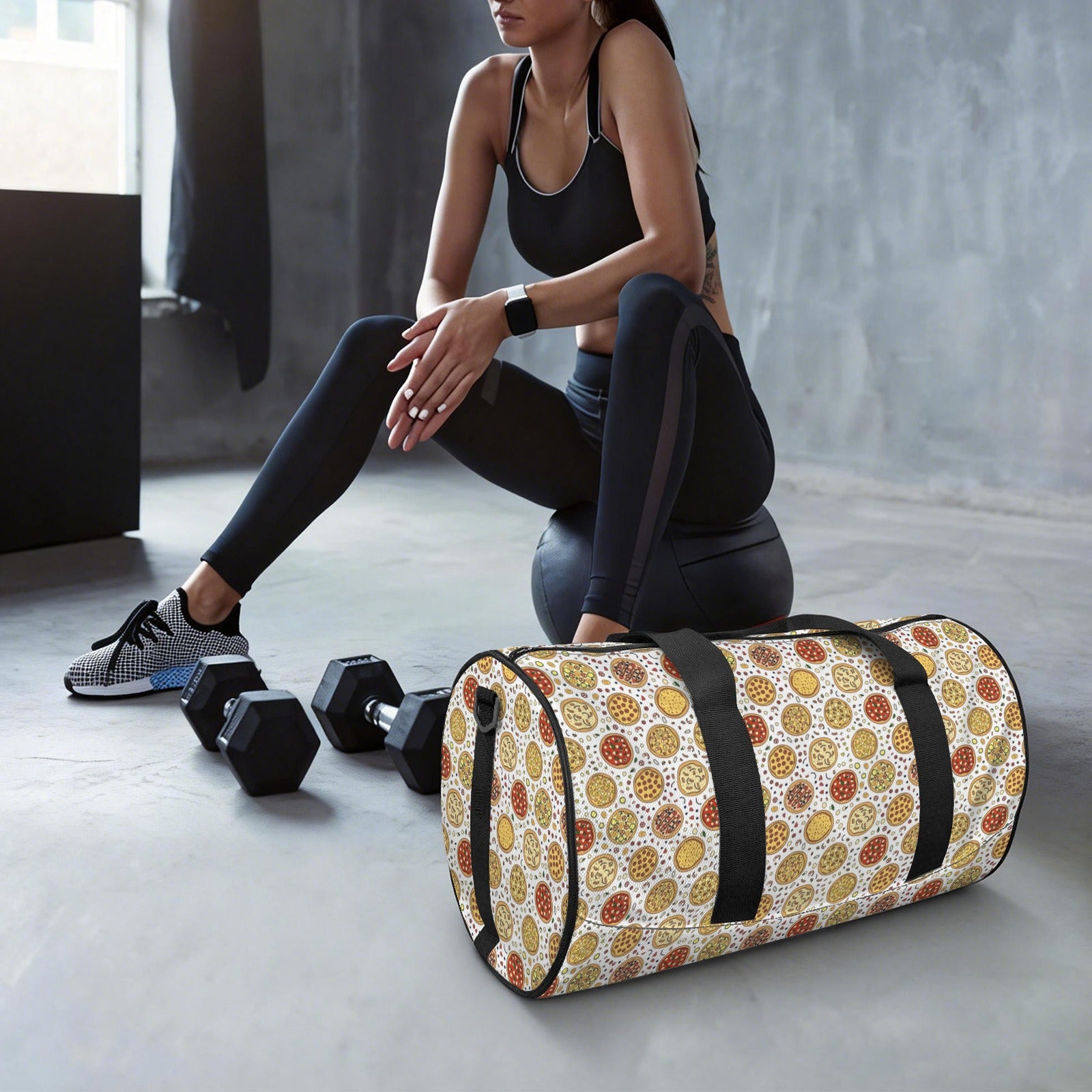 Round Pizzas On White Duffle Bag Duffle Bag Printed Offshore