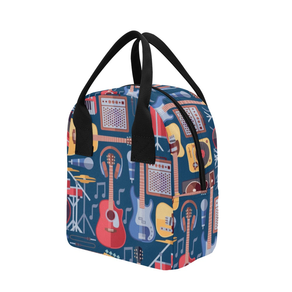 Music Instruments Blue - Zipper Lunch Bag Zipper Lunch Bag Printed Offshore