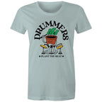 Drummers Plant The Beat - Womens T-shirt Pale Blue Womens T-shirt Music Printed In Australia
