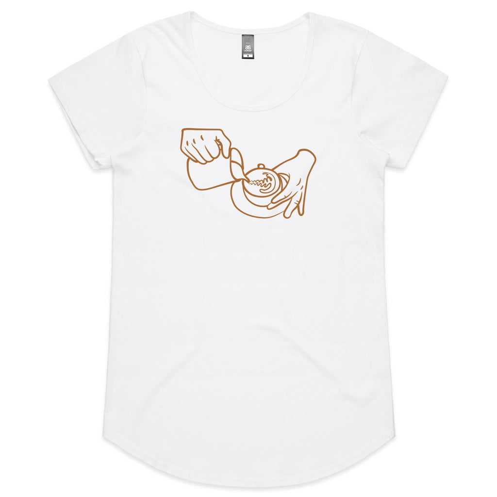 Barista, Coffee - Womens Scoop Neck T-Shirt White Womens Scoop Neck T-shirt Coffee Printed In Australia