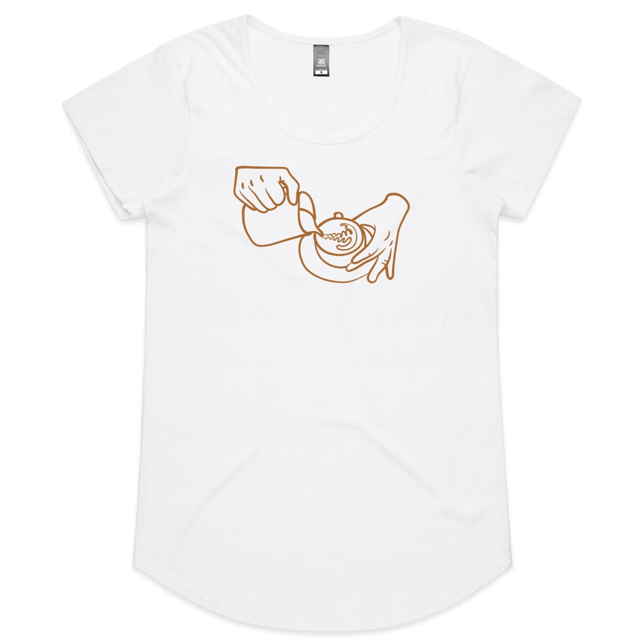 Barista, Coffee - Womens Scoop Neck T-Shirt White Womens Scoop Neck T-shirt Coffee Printed In Australia
