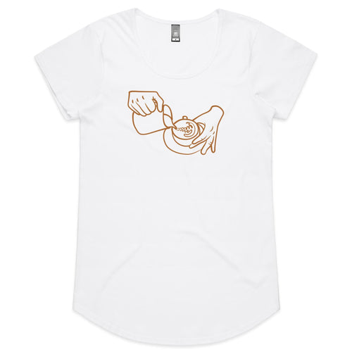 Barista, Coffee - Womens Scoop Neck T-Shirt White Womens Scoop Neck T-shirt Coffee Printed In Australia