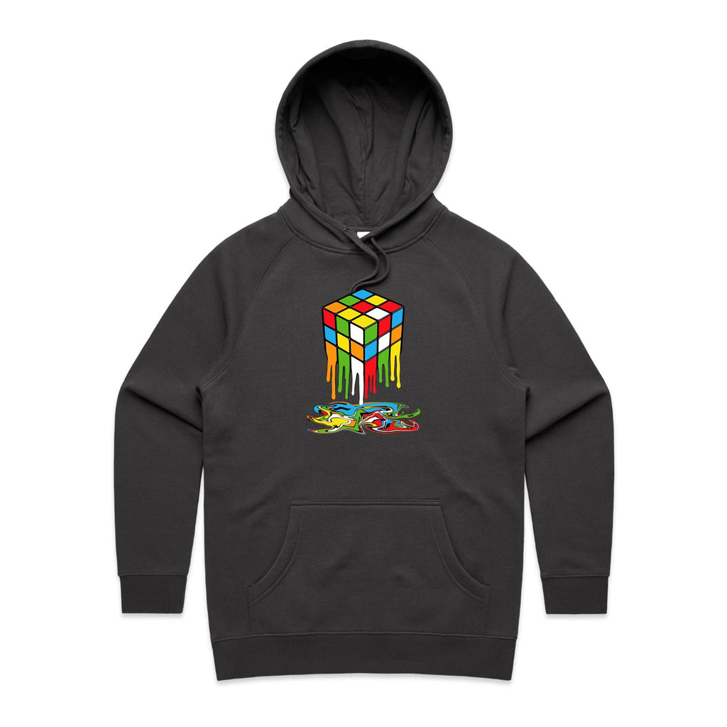 Melting Cube - Womens Hoodie Coal Womens Hoodie Games Printed In Australia