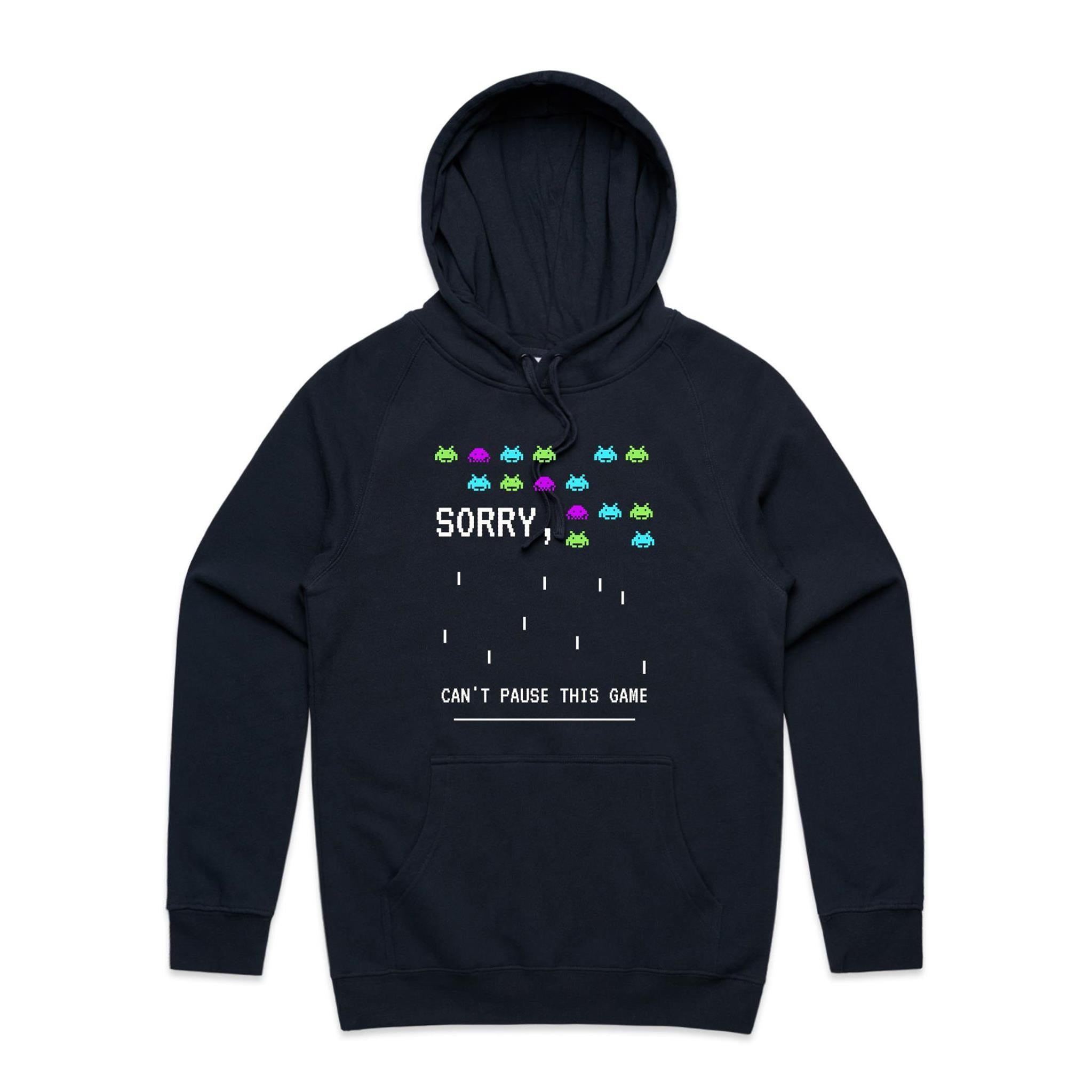 Sorry, Can't Pause This Game - Mens Hoodie Navy Mens Hoodie Games Printed In Australia