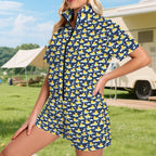 Rubber Ducks On Dark Women's Windbreaker Short Set