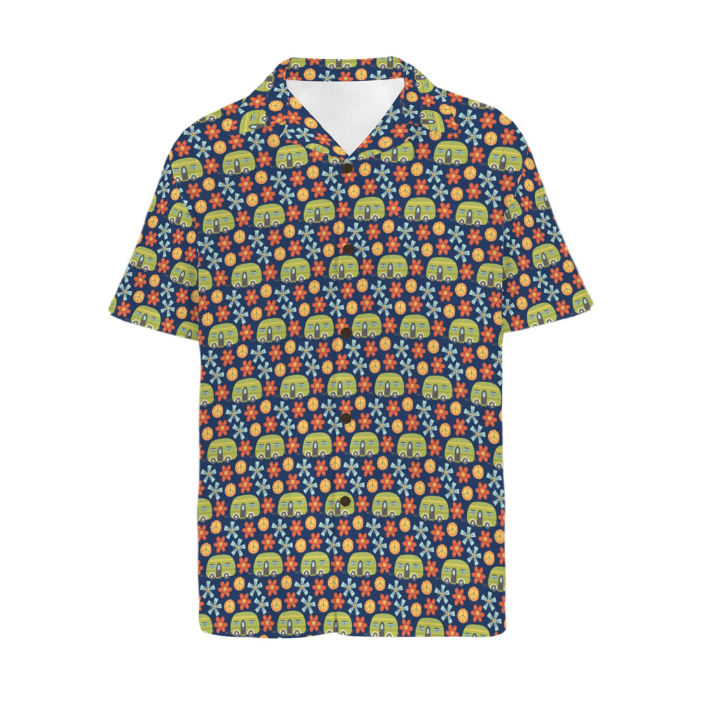 Hippie Caravan Men's Short Sleeve Hawaiian Shirt Men's Hawaiian Shirt (New) Printed Offshore Retro