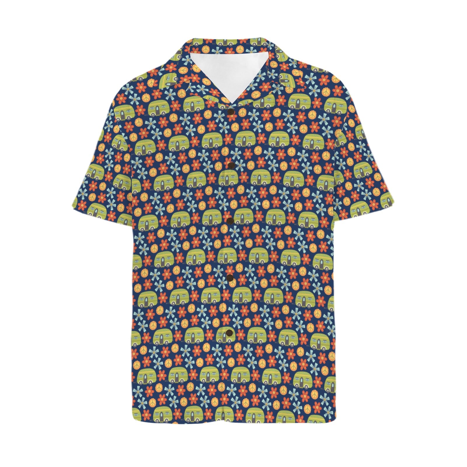 Hippie Caravan Men's Short Sleeve Hawaiian Shirt Men's Hawaiian Shirt (New) Printed Offshore Retro