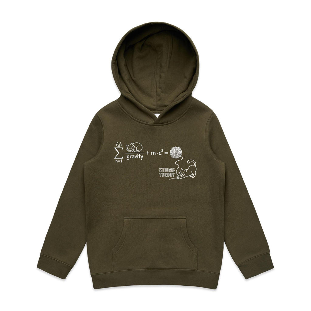 Cat String Theory Physics Kids AS Colour Hoodie Army Kids Hoodie animal Printed In Australia Science