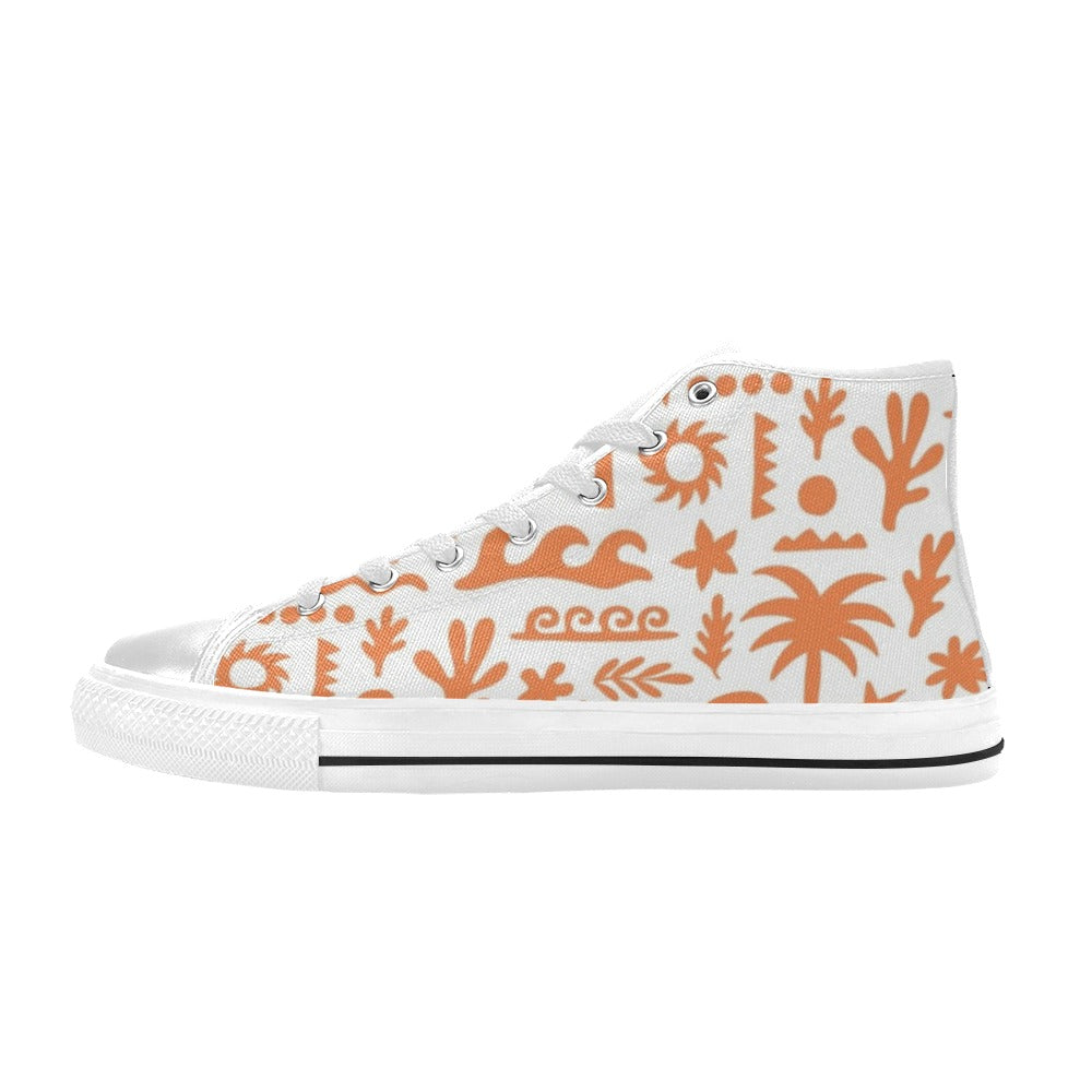 Orange Surf Kids High Top Canvas Shoes