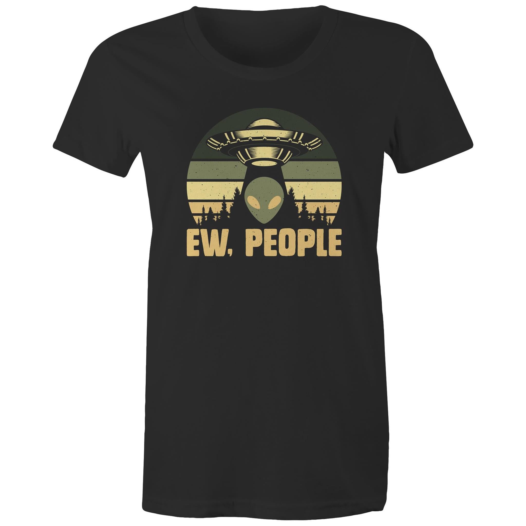 Alien Ew, People - Womens T-shirt Black Womens T-shirt Printed In Australia Sci Fi