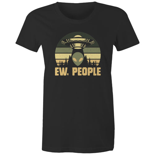 Alien Ew, People - Womens T-shirt Black Womens T-shirt Printed In Australia Sci Fi