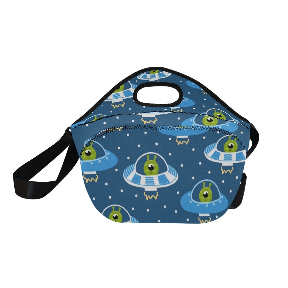 Cute Aliens in UFOs - Neoprene Lunch Bag Neoprene Lunch Bag Printed Offshore