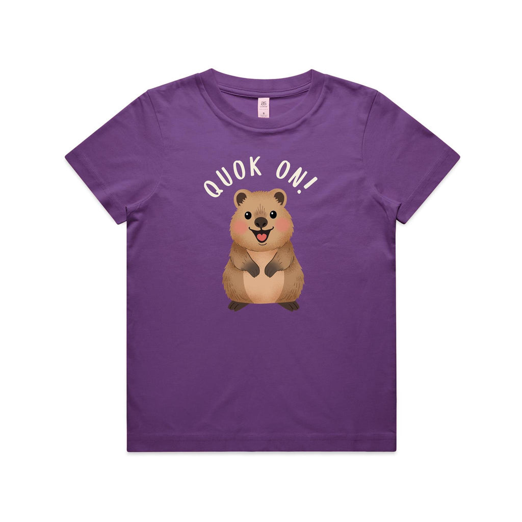 Quokka, Quok On Kid's AS Colour T-shirt Purple Kids T-shirt animal Printed In Australia