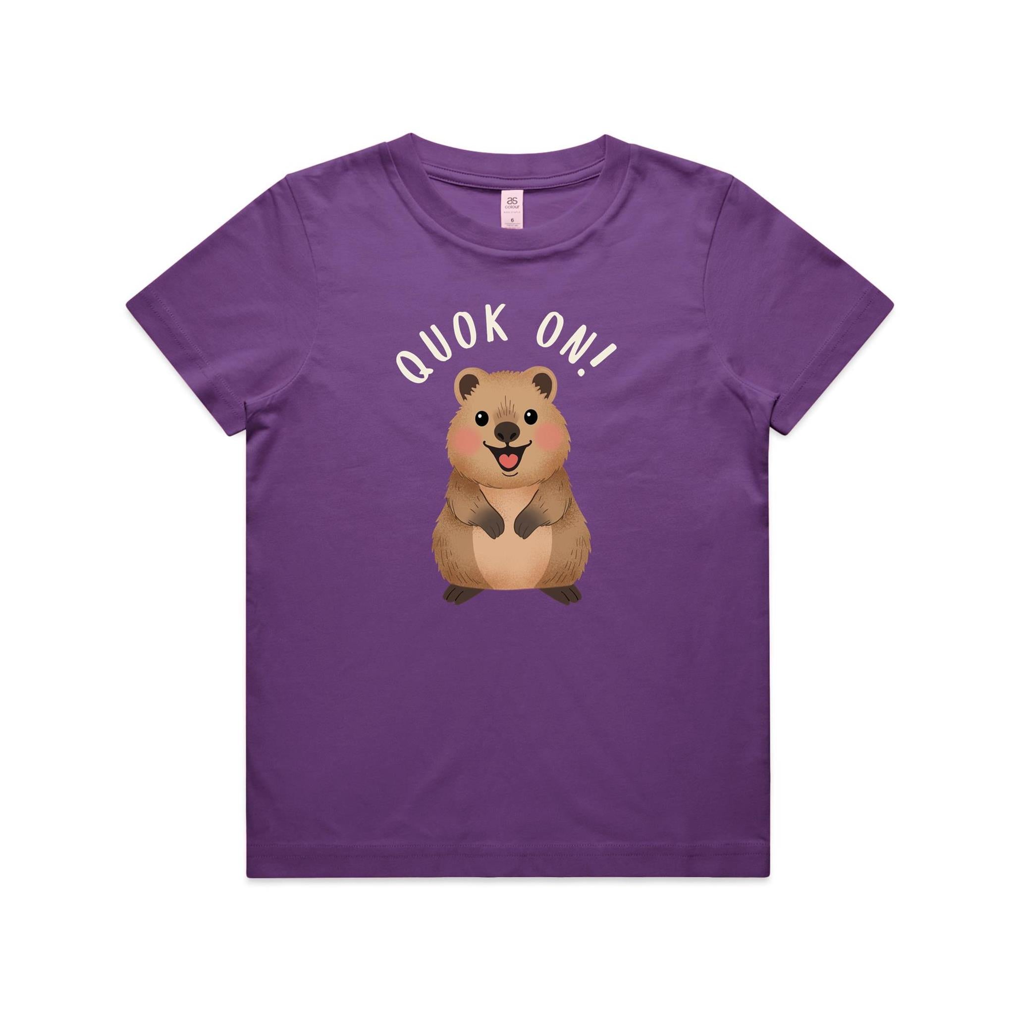 Quokka, Quok On Kid's AS Colour T-shirt Purple Kids T-shirt animal Printed In Australia
