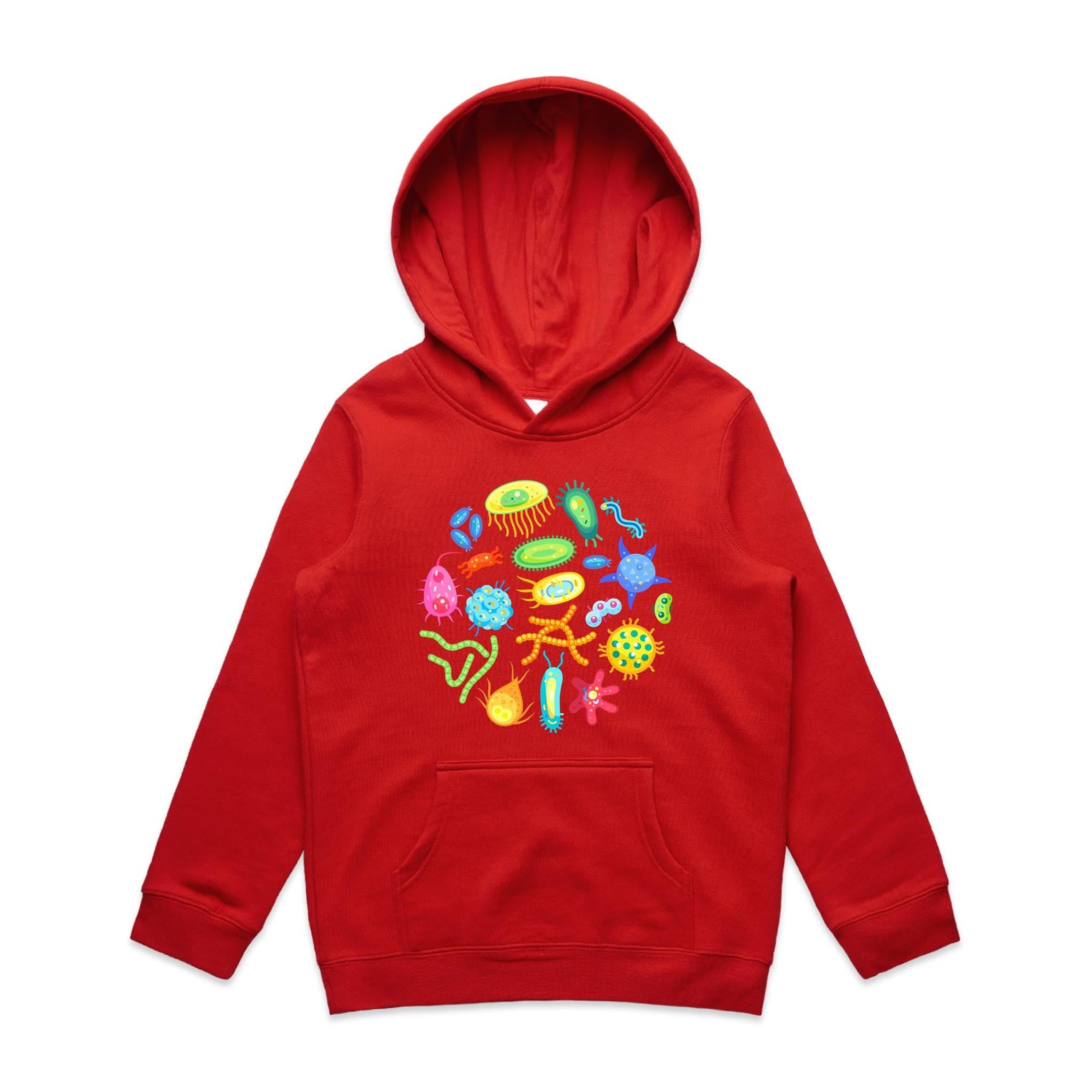 Under The Microscope - Kids Hoodie Red Kids Hoodie Printed In Australia
