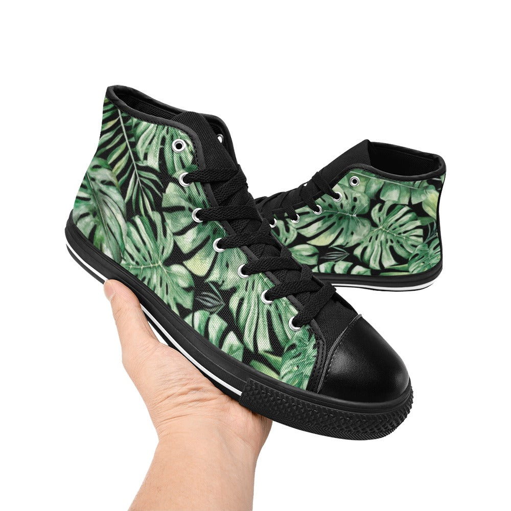 Jungle Leaves Women's High Top Canvas Shoes Womens Classic High Top Shoes Plants Printed Offshore