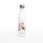 Personalise - Cockatoo, Australian Birds - White 17oz Stainless Steel Water Bottle Default Title White Water Bottle animal Globally Fulfilled