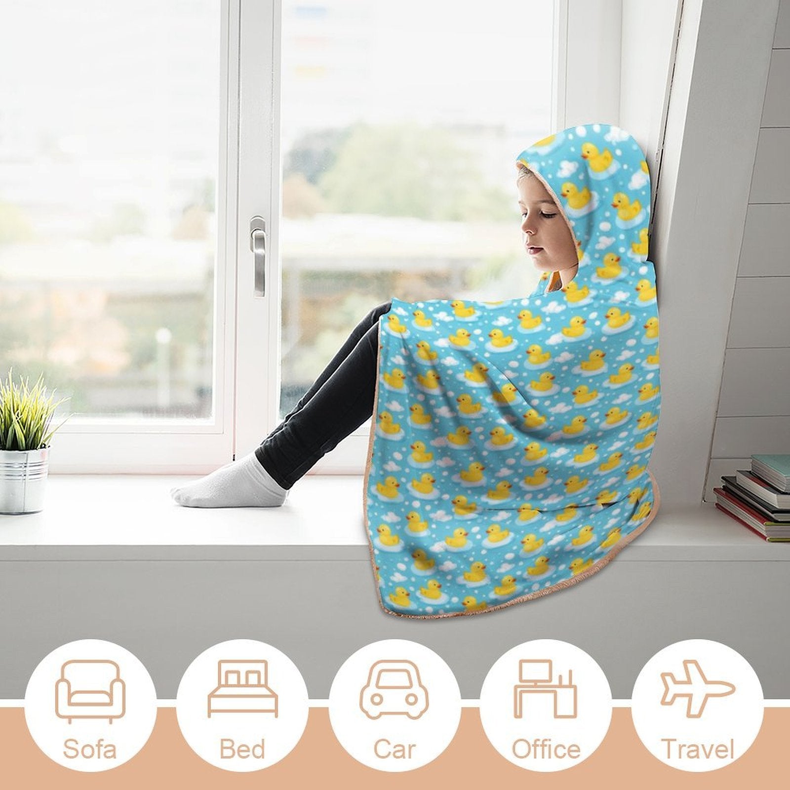 Rubber Ducks Kids Hooded Blanket 100cm x 130cm