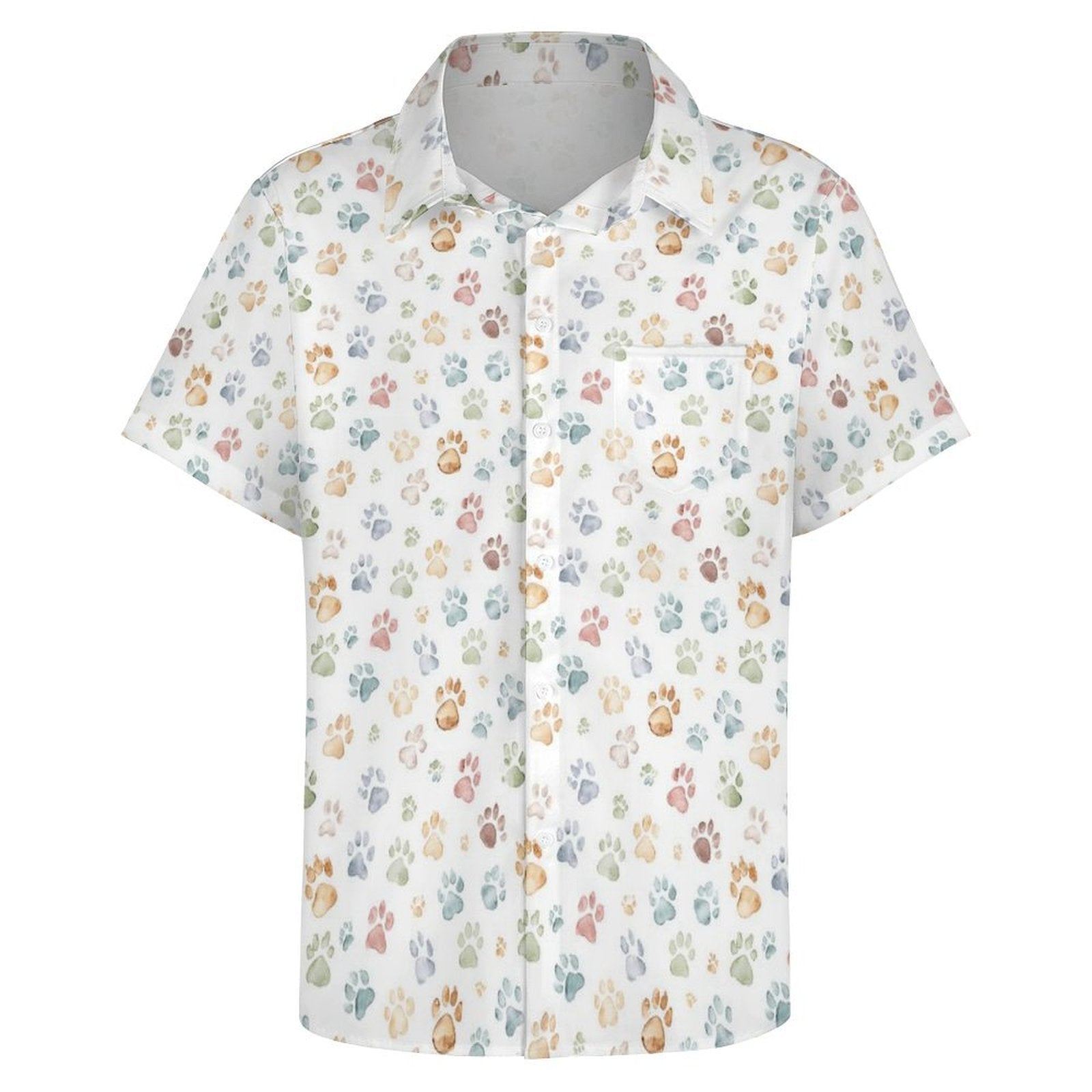 Paw Print Women's Short-Sleeve Button Up Shirt Women's Short-Sleeve Button Up Shirt animal Printed Offshore