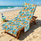 Pineapple Coconut Beach Chair Towel Cover with Side Pockets