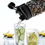 Retro Music Mix - Insulated Water Bottle with Dual-Use Lid (18oz) Insulated Water Bottle with Dual-Use Lid (18oz) Music Printed Offshore Retro