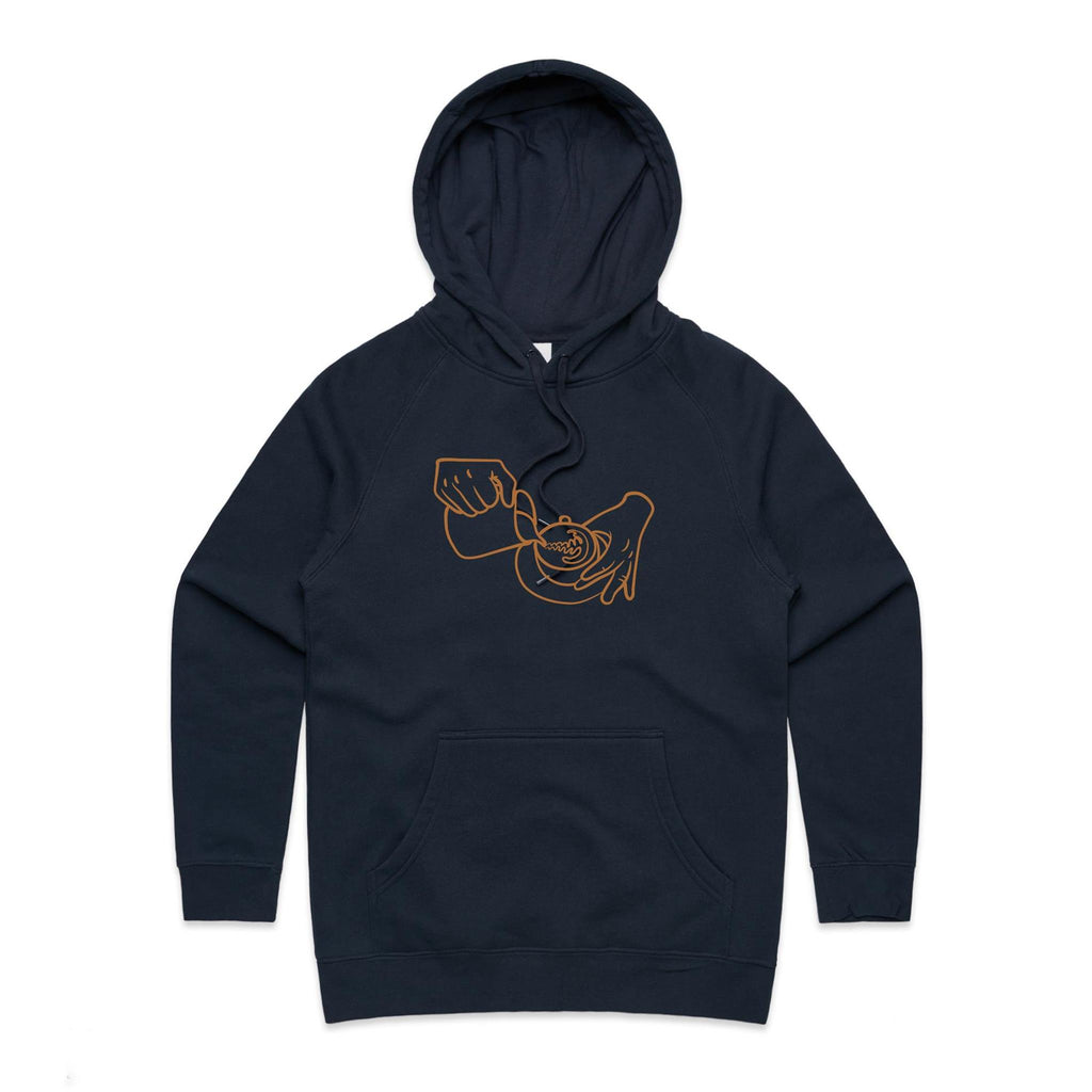 Barista - Womens Hoodie Navy Womens Hoodie Coffee Printed In Australia
