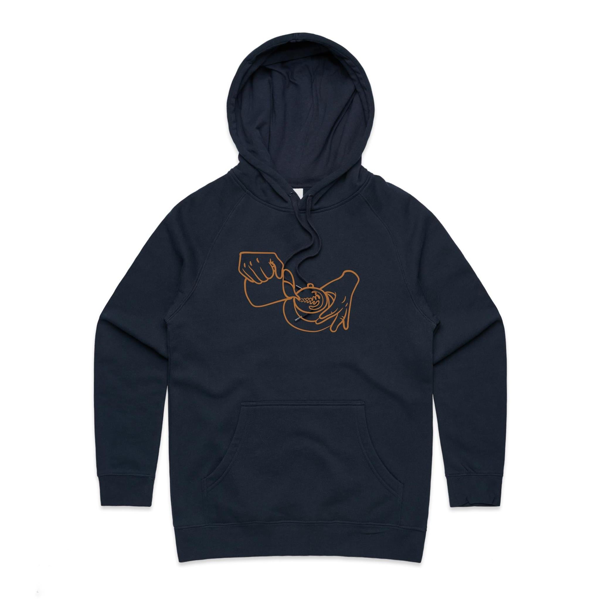 Barista - Womens Hoodie Navy Womens Hoodie Coffee Printed In Australia