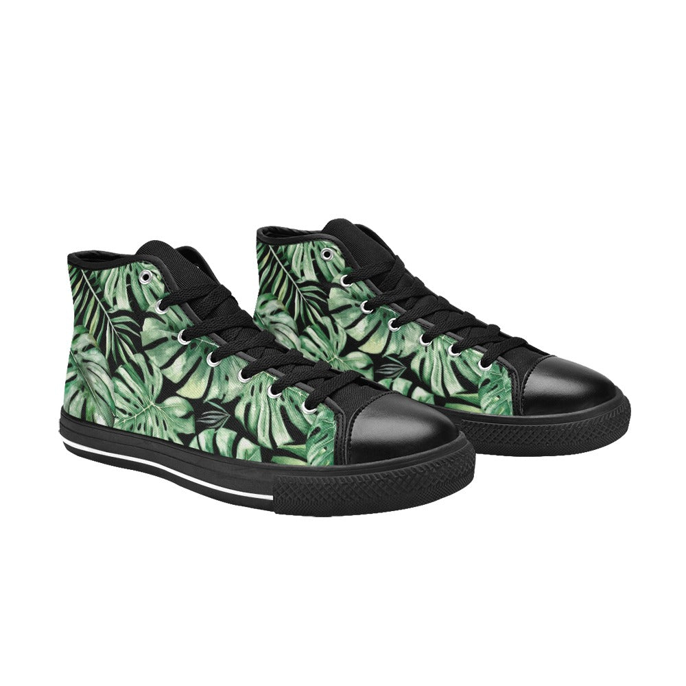 Jungle Leaves - Men's High Top Canvas Shoes