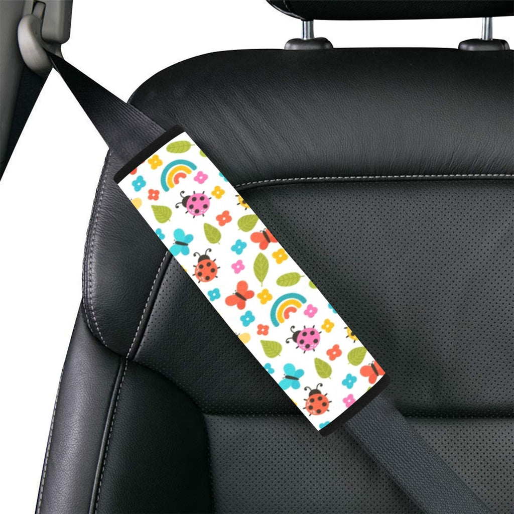Ladybugs And Rainbows Car Seat Belt Cover 7''x10'' (Pack of 2) Car Seat Belt Cover 7x10 (Pack of 2) animal Printed Offshore