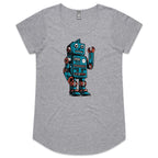 Robot - Womens Scoop Neck T-Shirt Grey Marle Womens Scoop Neck T-shirt Printed In Australia Sci Fi