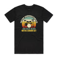 Never Underestimate An Old Man With A Drum Set Men's AS Colour T-shirt Black Mens T-shirt Music Printed In Australia