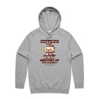 Caffeine Maintains My Sunny Personality - Mens Hoodie Grey Marle Mens Hoodie Coffee Printed In Australia