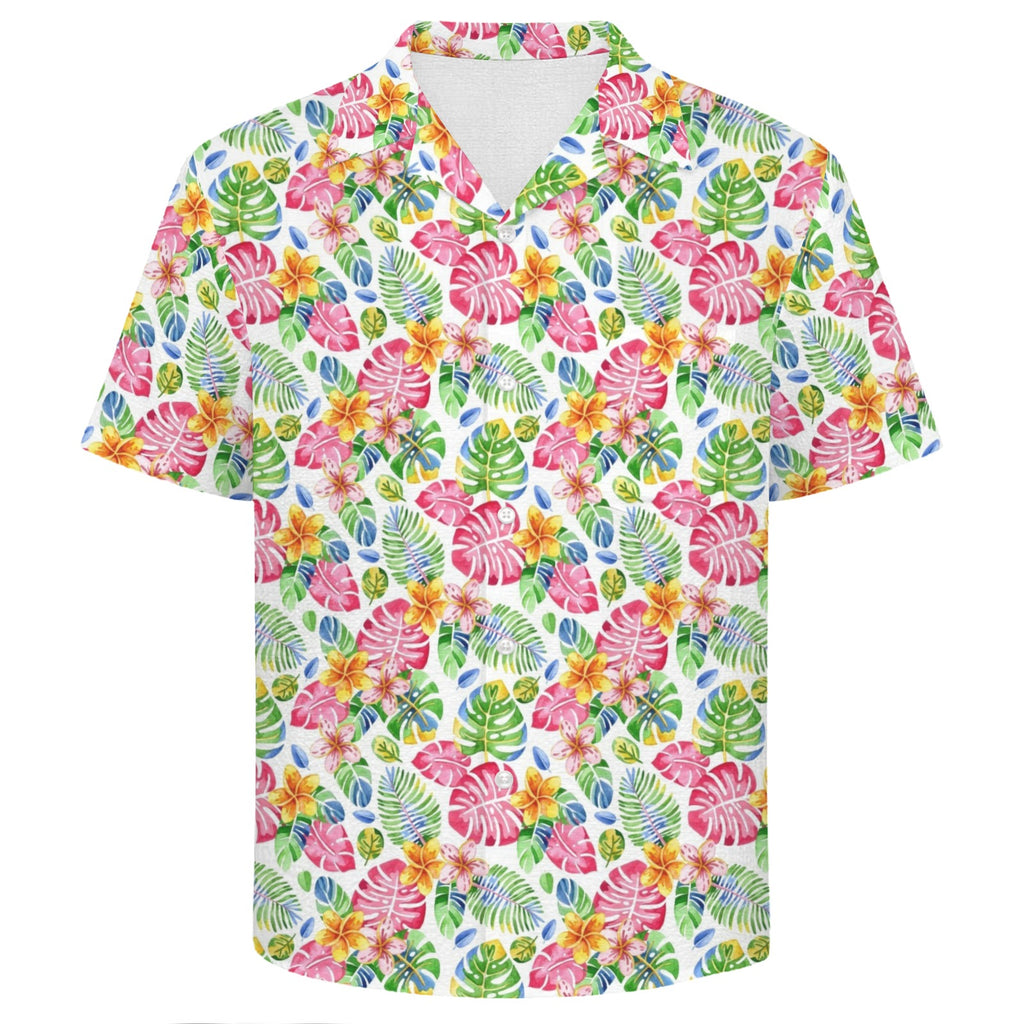 Bright Painted Tropical Men's Crinkle Hawaiian Shirt